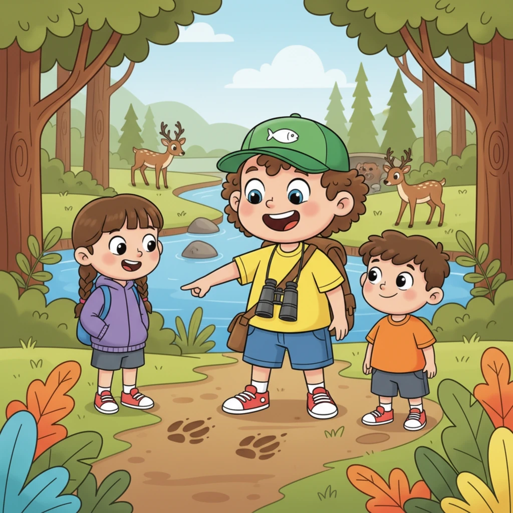 Następnego dnia Isakin zabiera ich na wędrówkę po okolicznych lasach, rzekach i brzegach jeziora. Pokazuje im ukryte ścieżki, miejsca, gdzie piją wodę jelenie i gdzie bobry budują tamy. Uczy ich rozpoznawać ślady zwierząt i nazwy leśnych roślin. Każdy krok to nowa, ekscytująca lekcja.