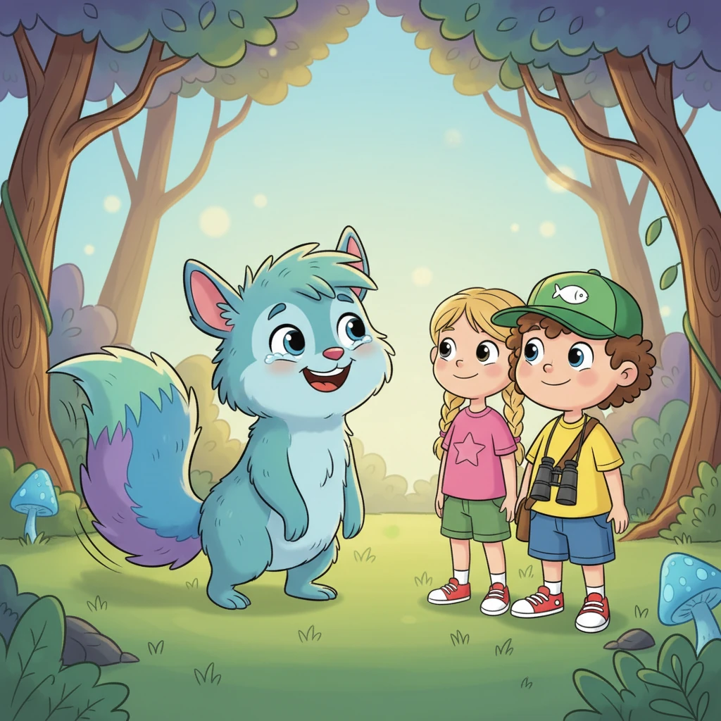 Stworek wyznaje, jak bardzo cieszy się, że ich poznał i że wreszcie ma z kim dzielić swoje historie. Jego ogon radośnie macha, a oczy błyszczą, gdy mówi o nowej, niespodziewanej przyjaźni. Dzieci czują ciepło w sercach, wiedząc, że ich obecność sprawiła Isakinowi tak wiele radości. Obiecują, że będą go odwiedzać.