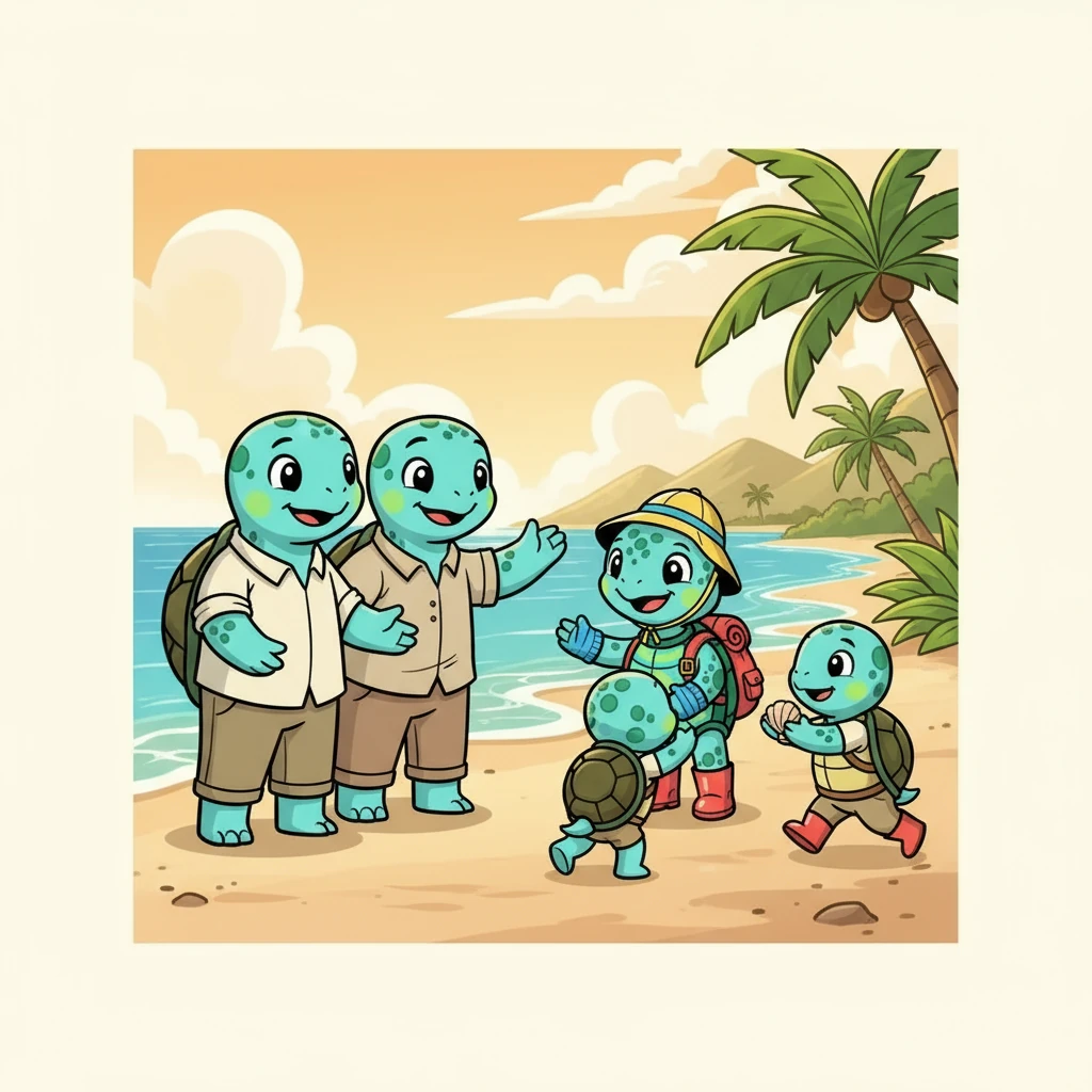 Finally, Tuga reached the shore, and there were her family, waiting for her! Surrounded by love, she knew that no matter what, her family would always be her home, and love would always guide her back.
