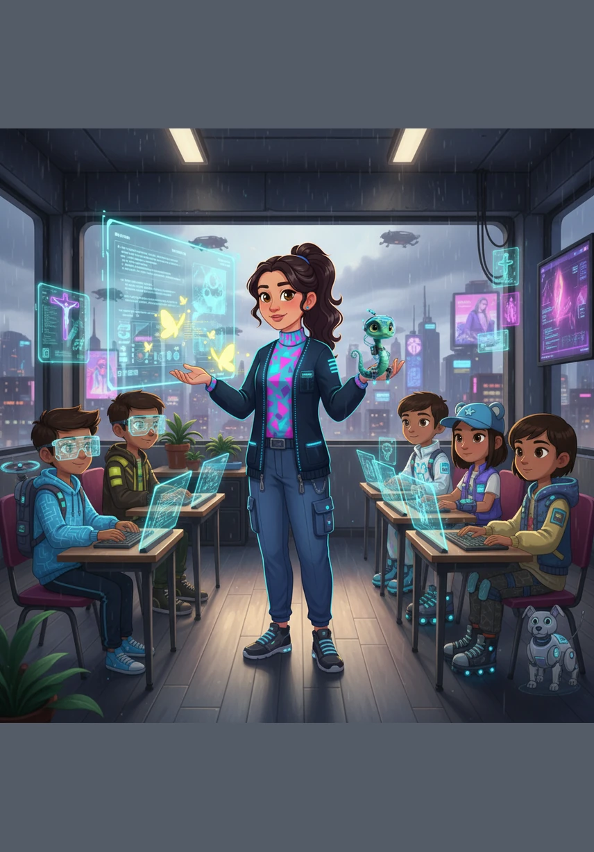 En la escuela Nuestra Señora de Fátima, la profesora Mariela enseñaba con dedicación en un aula llena de libros y mapas antiguos. El sol entraba por la ventana, pero el aprendizaje seguía la rutina de las lecciones tradicionales de cada día.