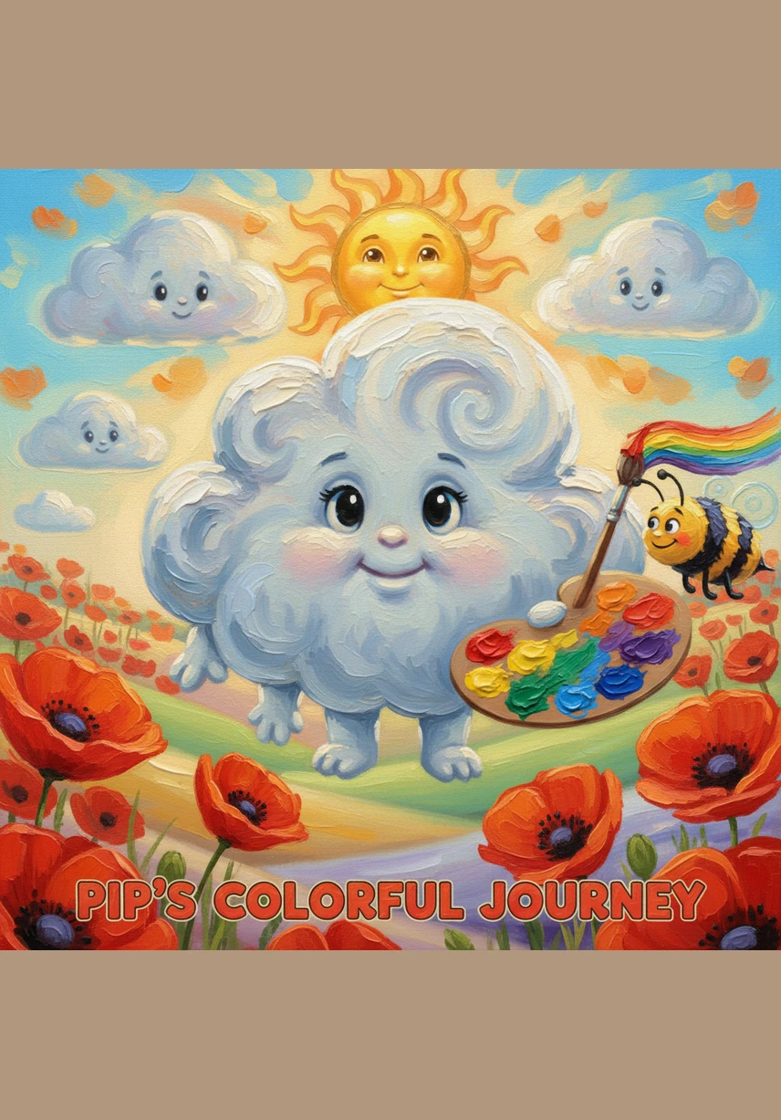 Tired from his long adventure, Pip curled up on a soft purple cloud as the stars began to twinkle. He closed his eyes, dreaming of all the new colors he would discover tomorrow. The world was full of wonder, and Pip was the happiest little cloud in the sky.