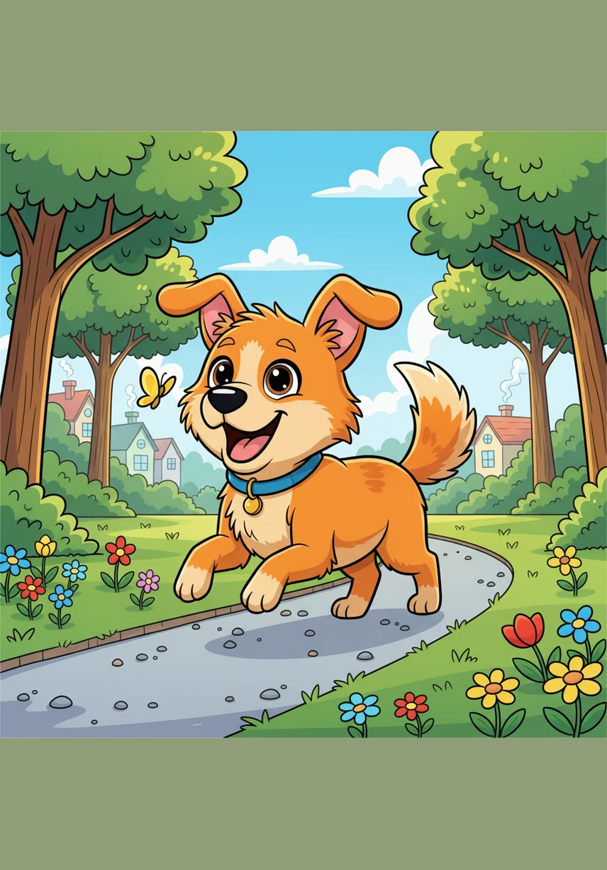 She trots through a lush neighborhood park, weaving between giant ferns and bright pink hibiscus flowers. The humid air is thick with the scent of damp earth and blooming jasmine as Piper chases a fluttering butterfly across the green grass.