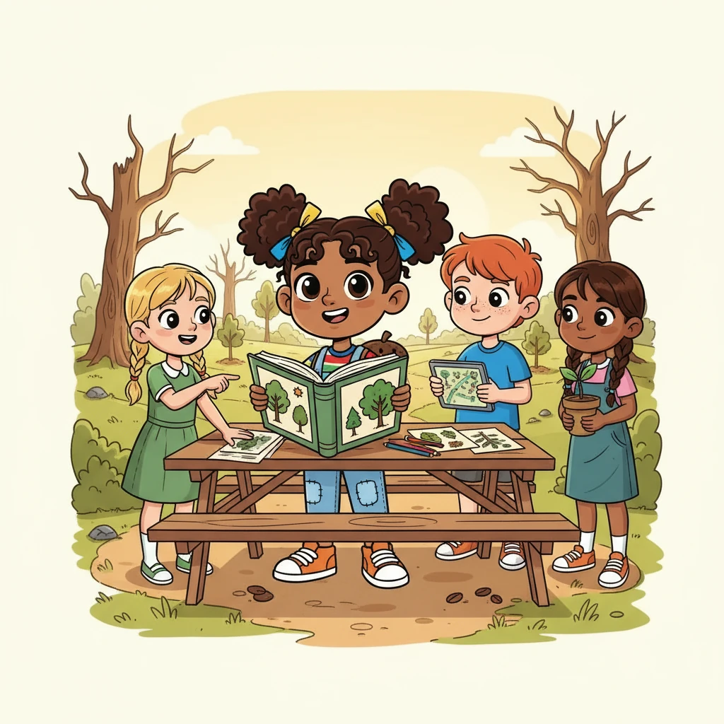 One sunny morning, Mai gathered her friends, Linh, Nam, and Hoa. They decided to become the 'Green Guardians' of their village. Their first mission was to learn about ecological restoration and how to bring the forest back to life. They started by researching the types of trees that used to grow there.