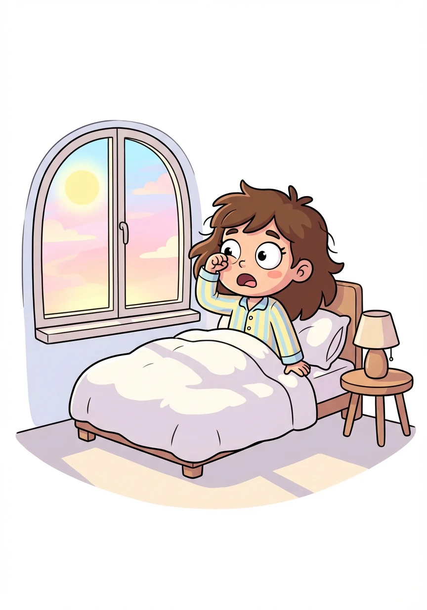 有一天早上，莉莉睁开眼睛，发现窗外的天空比平时亮了一点点。