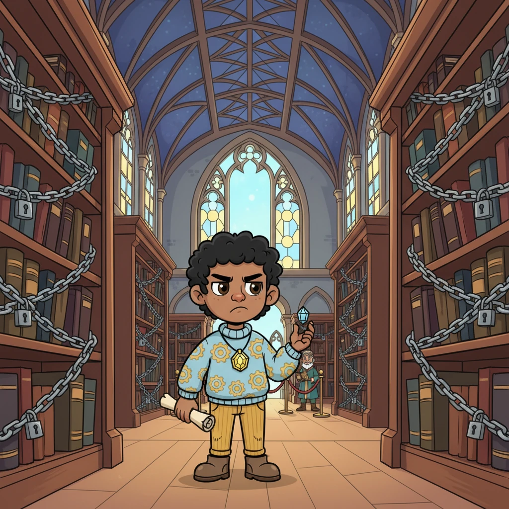 Books were incredibly precious, locked away in churches, stacked in grand palaces, and even chained to shelves to prevent theft. Aarav frowned, realizing that only the very rich had access to knowledge, which Dadu described as having 'walls'.