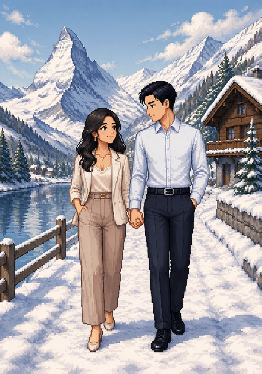 They find a rare moment of peace in the snow-capped mountains of Switzerland, walking hand-in-hand through a silent, white landscape. This honeymoon is a symbolic beginning, a quiet breath of air before they start the busy, beautiful task of raising a family.
