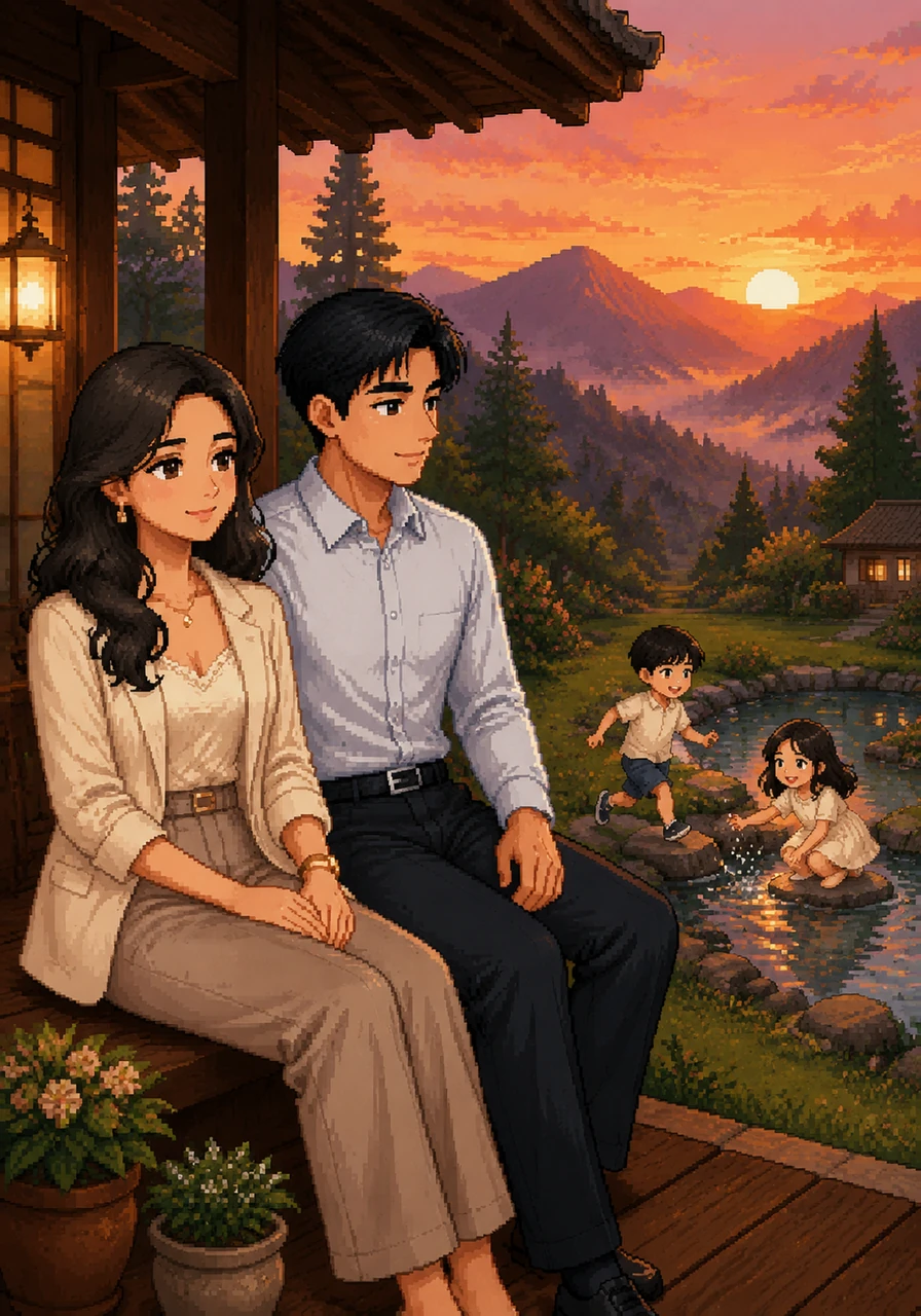 As the sun sets over the Tawangmangu mountains, Kai and Chinthya sit together on the wooden porch, watching their children play by the pond. The insecure dreamer has become a confident woman, and the reserved man has found his heart’s true home in the family they built together.