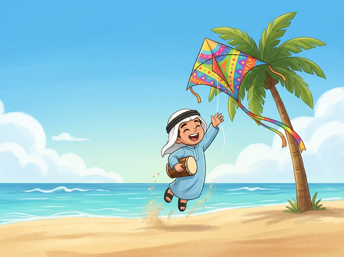 كان أمين يلعب في الحديقة، وكان والداه يشاهدانه من النافذة. كانت الشمس مشرقة والطيور تغرد.