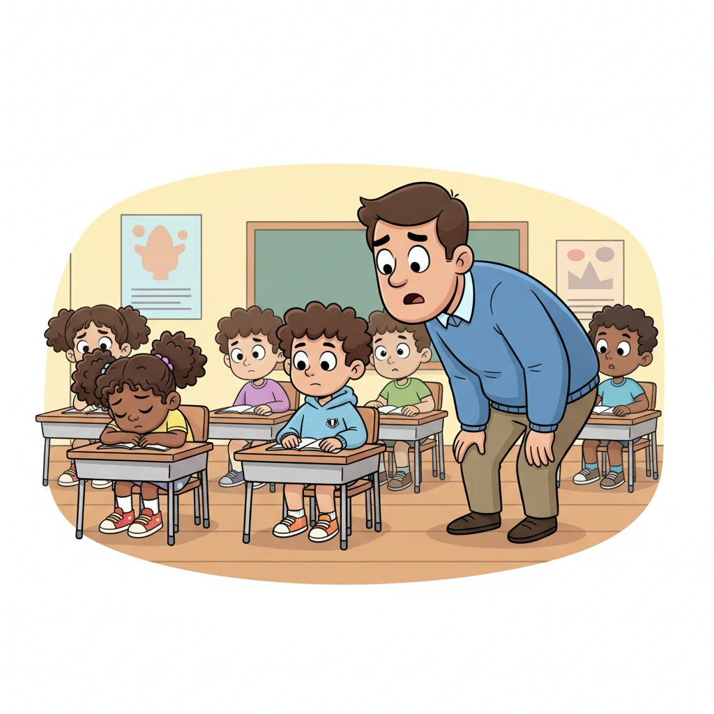 Jessica, completely stunned and subdued, quietly walks back to her desk and slumps into her chair. A hush falls over the classroom. Mr. Johnson, still wide-eyed, leans down to ask Edward if he's alright, and Edward nods, slowly taking a deep breath.