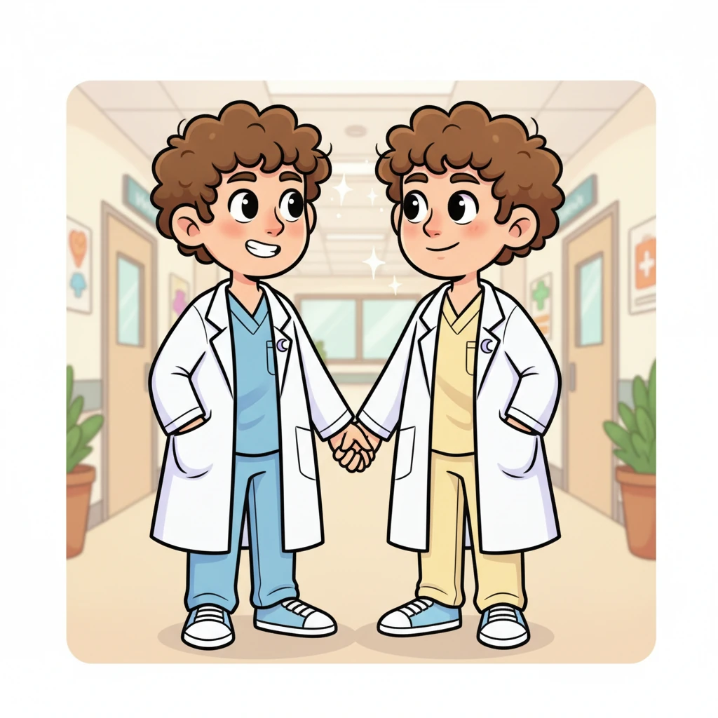 At the bustling hospital, Book and Ohm, both bright doctors, shared a tender glance during a quiet moment between appointments. Their eyes sparkled with shared memories of university days and dreams of a future together. Ohm gently held Book's hand, a silent promise of their deep affection.