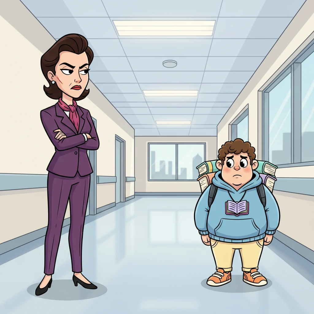 In a pristine hospital corridor, Genevieve Kingsley, Joong's mother, observed Book from a distance with a severe, disapproving expression. Her posture was rigid, and her gaze sharp, clearly showing her disdain for anyone she deemed beneath her high social standards. She was a formidable presence.