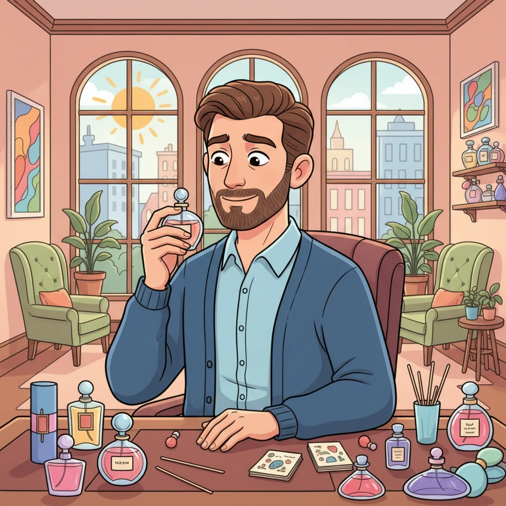 Thomas Kingsley, Joong's father, sat in his luxurious perfume brand office, a gentle smile on his face as he thoughtfully reviewed new fragrances. His kind eyes held a hint of concern for his son, always hoping to guide Joong towards a path of kindness and responsibility, a stark contrast to his wife.