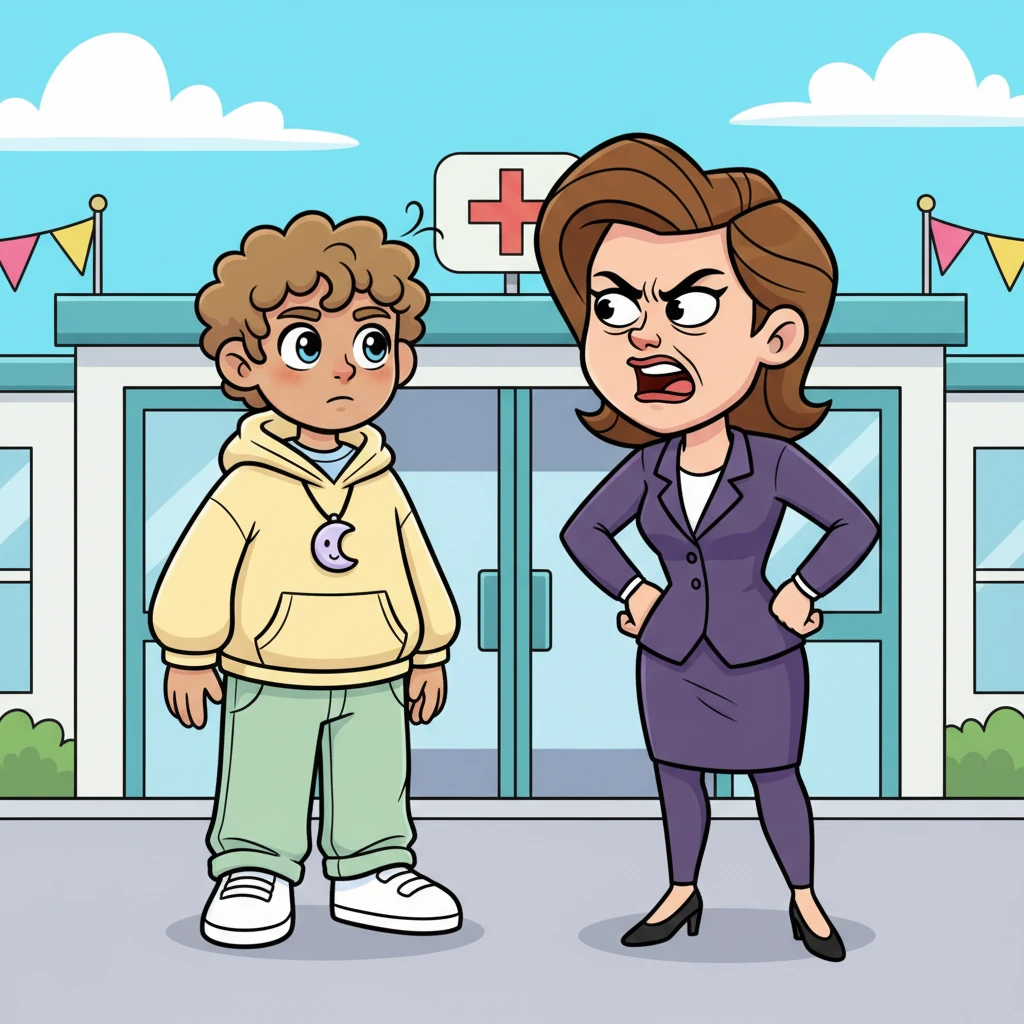 As Book hurried out of the hospital, Genevieve Kingsley suddenly appeared, blocking his path with an exaggerated, angry frown. She harshly accused him of being a gold digger, unworthy of Ohm's affections. Book, though surprised, responded with a sweet but firm voice, maintaining his composure.