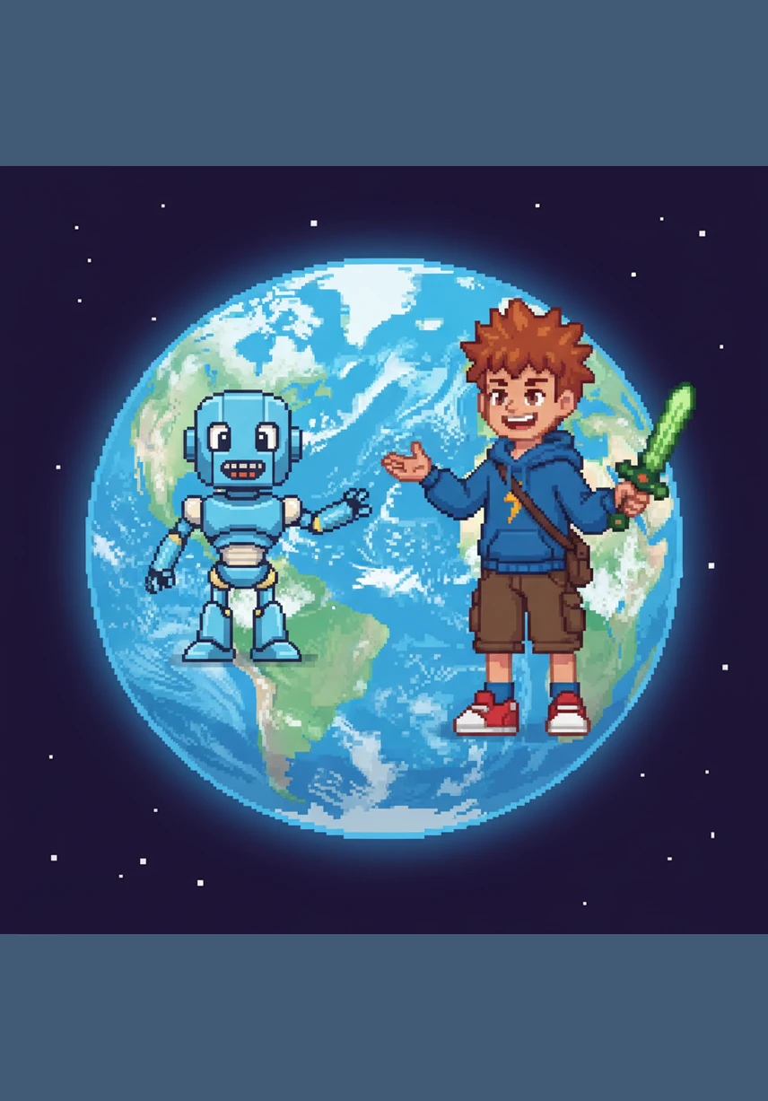 Soon they arrived at a beautiful blue planet that looked like a sparkling marble in the dark. Kai smiled with pride when he recognized the vast oceans and white clouds of Earth, the perfect home for plants, animals, and people.