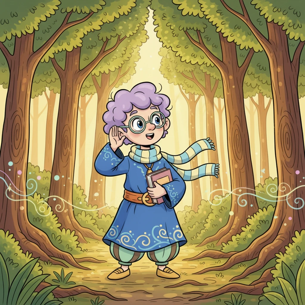 His path soon led him into the Whispering Woods, where towering trees stretched their leafy arms towards the sky. Sunlight dappled through the canopy, creating dancing patterns on the forest floor. Silas paused, listening intently as the leaves rustled secrets and ancient roots seemed to hum with untold wisdom. He felt a deep connection to the silent, green heart of the forest.