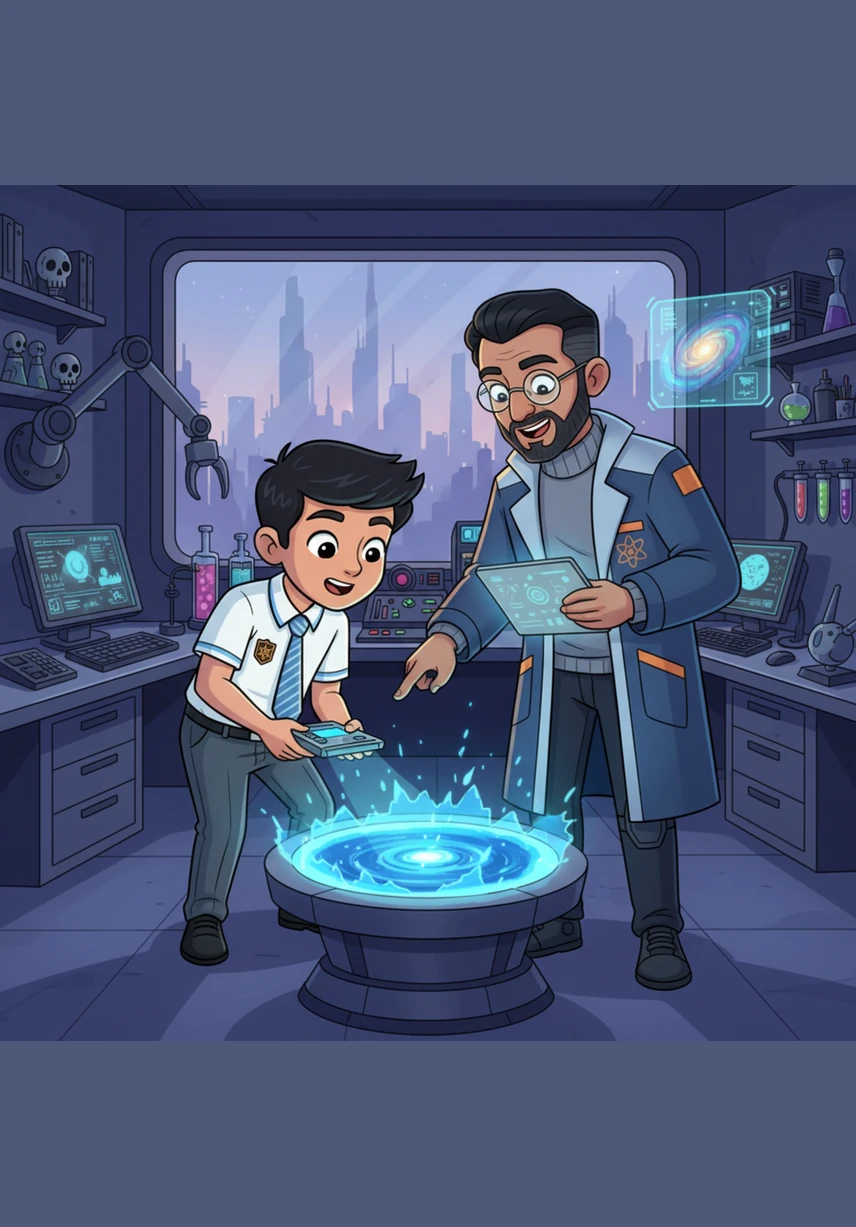 Dr. Mehta opened his box to reveal a mini telescope, a gleaming space compass, and a small, sturdy robot rover. Nitin listened intently and helped his classmates understand how these incredible instruments help astronauts navigate the vast darkness of space.