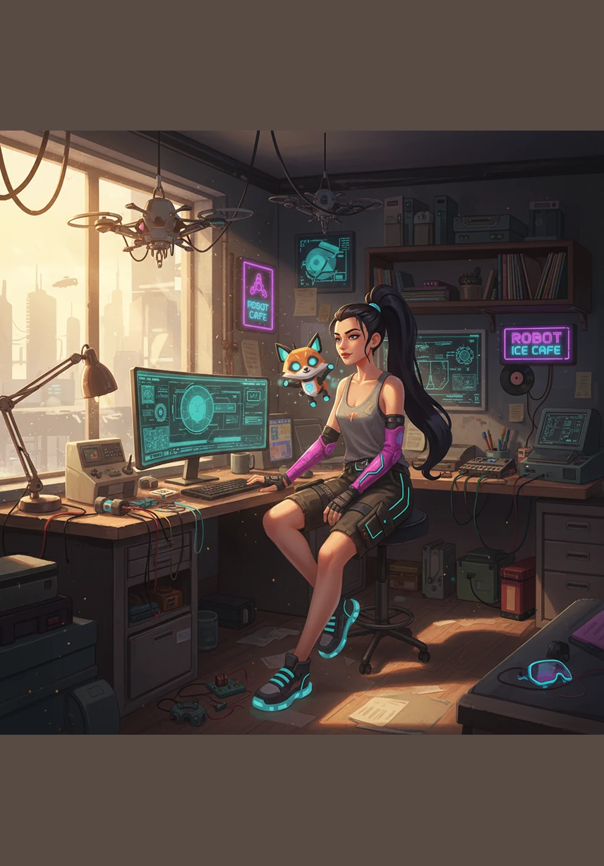 Elena sits in her sun-drenched studio, surrounded by her handcrafted ceramic vases and organic textiles. She looks at her phone with determination, realizing her talent deserves a global audience and deciding to launch her own Instagram shop in 2025.