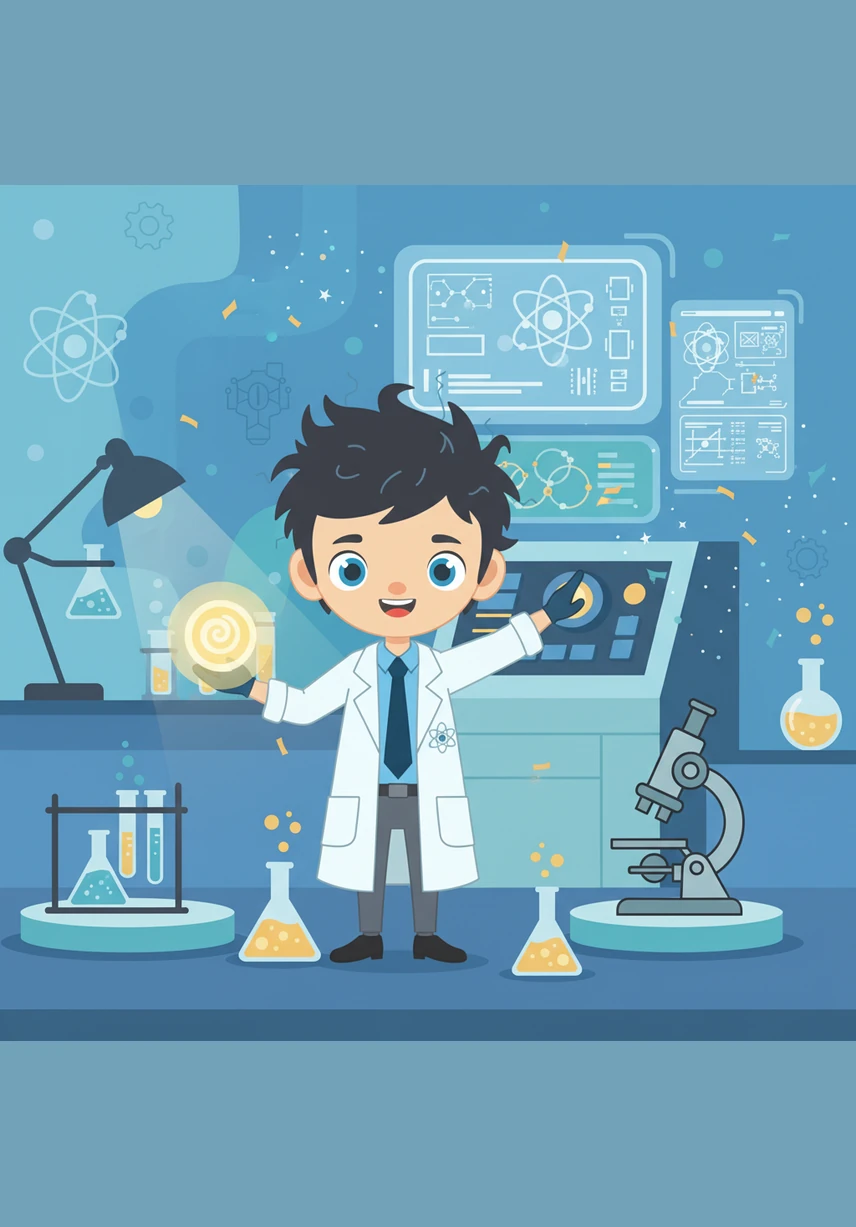 Вернувшись в лабораторию, Атом вставляет последний найденный элемент в таблицу, и она вспыхивает ослепительным радужным сиянием. Теперь он знает, что весь мир — это великая мозаика, где каждая маленькая частица играет свою незаменимую роль.