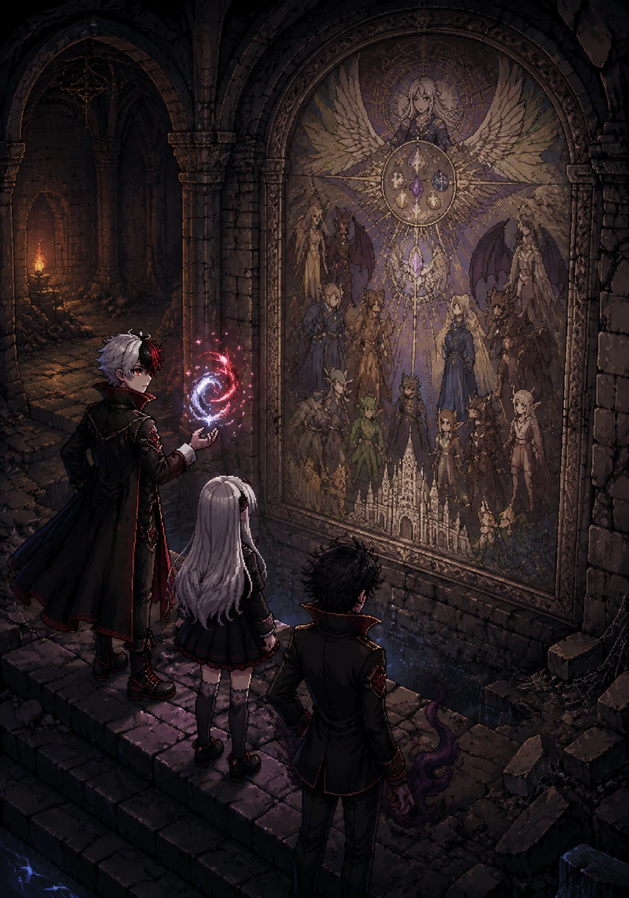 Vamps and their new friend descend into the forgotten catacombs beneath the school, guided by the soft glow of hybrid magic. They discover ancient murals showing that the academy was originally built as a sanctuary for all supernatural beings.