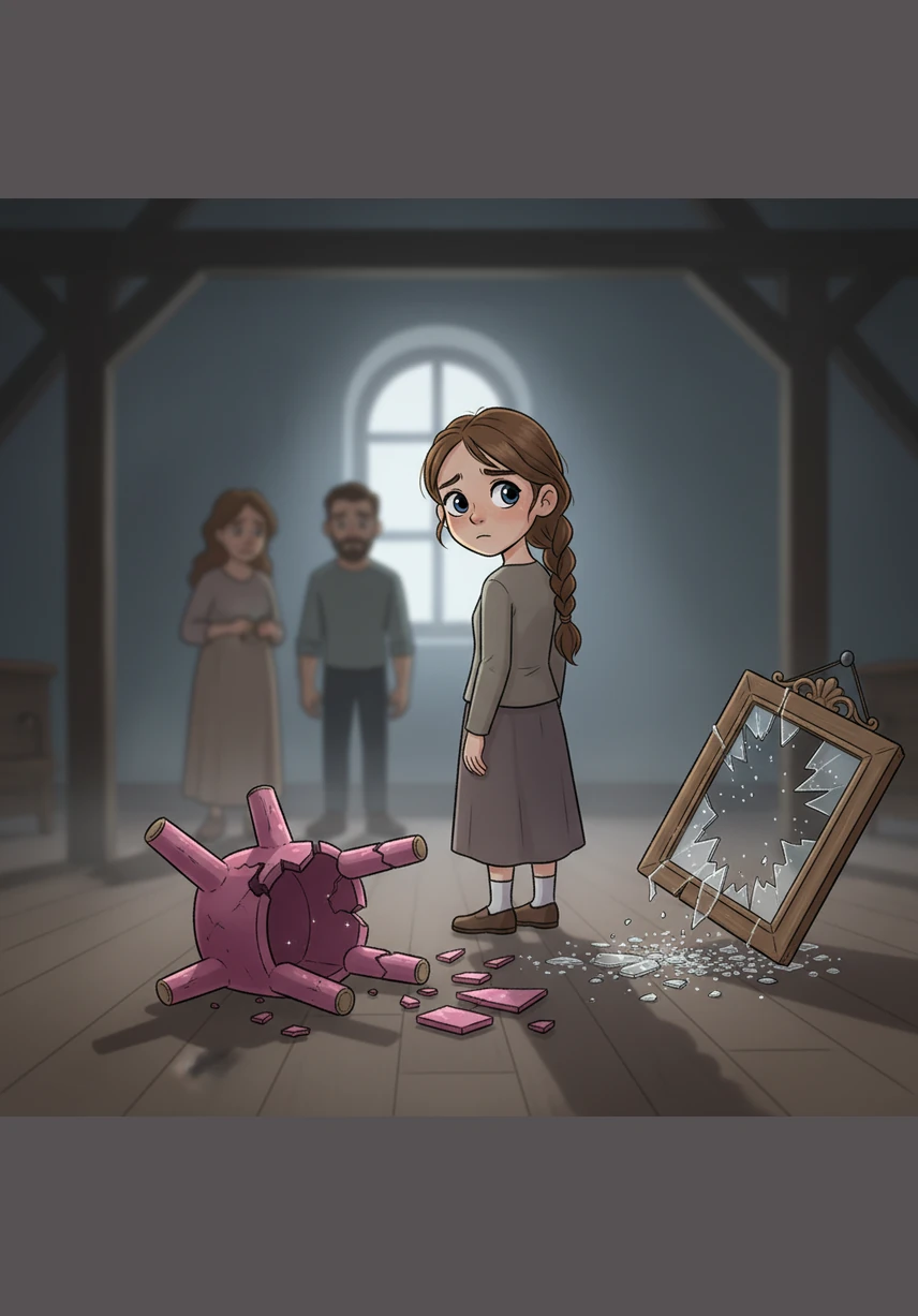 For many years afterward, the memory of that day remained vivid and haunting, a silent shadow that followed Clara as she grew older. The sight of the pink stool and the sound of breaking glass became a part of her story that she could never quite forget, no matter how much time passed.