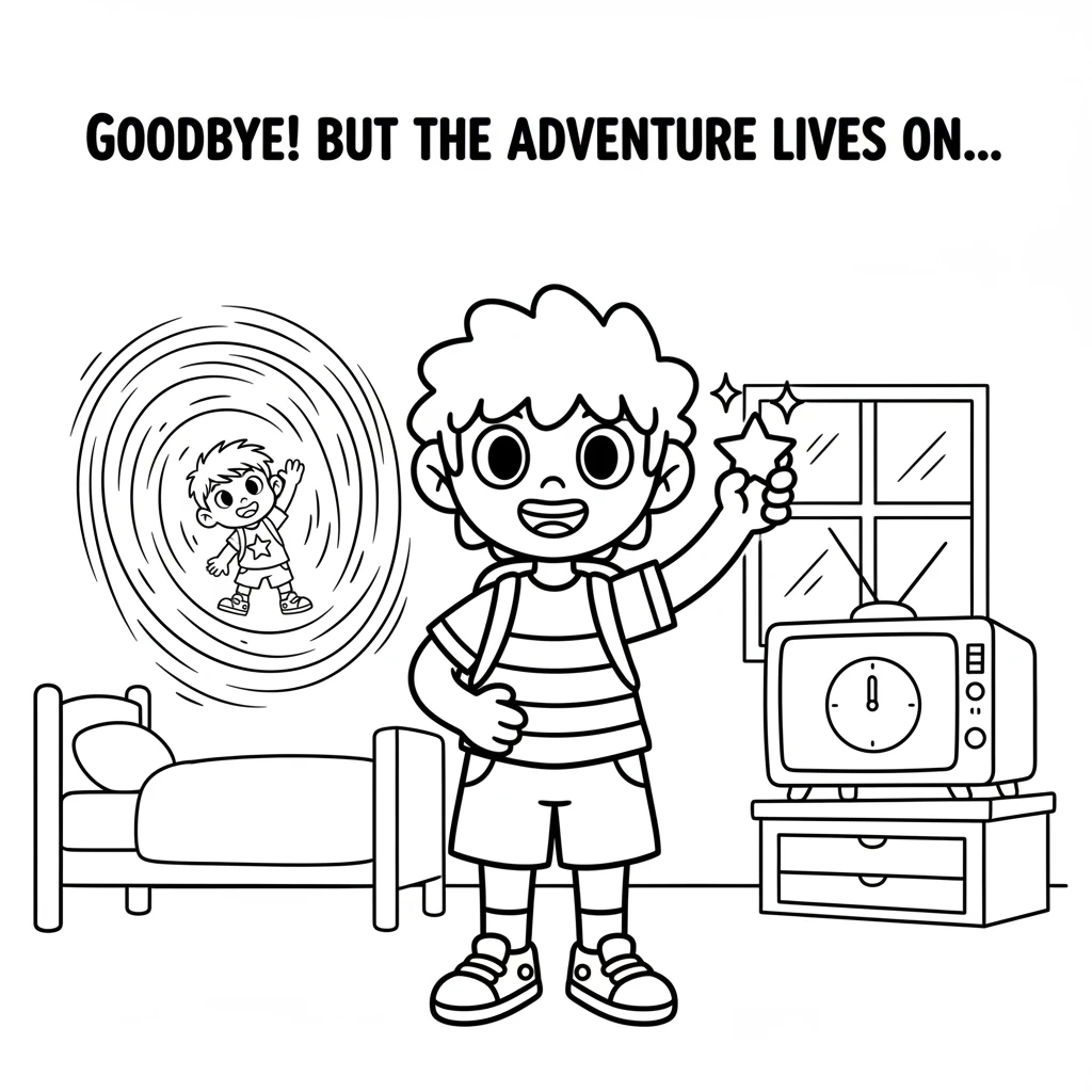 With a wave goodbye to the Cloud Guardian, Miko and Pippin step back through a fading portal. Miko is back in the room, holding the sparkly charm, a s