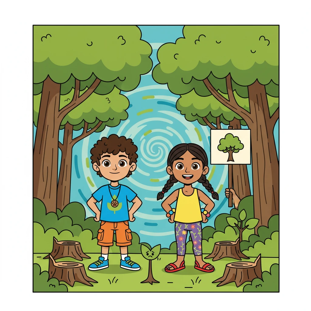The friends learned that the Amazon is like Earth’s big breathing chest, and the trees make the air we breathe. But they also learned that some trees were being cut down. They knew they had to help!