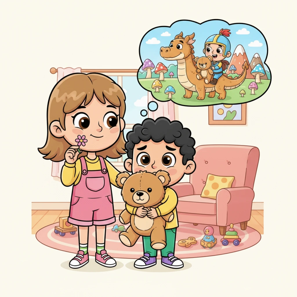 Léo ainda está um pouquinho assustado, então ele abraça seu ursinho favorito, Pingo. Sua mãe o lembra de respirar fundo e devagar, como cheirar uma flor e soprar uma vela. Ela sugere que ele pense em seu jogo favorito com Pingo, imaginando uma grande aventura.