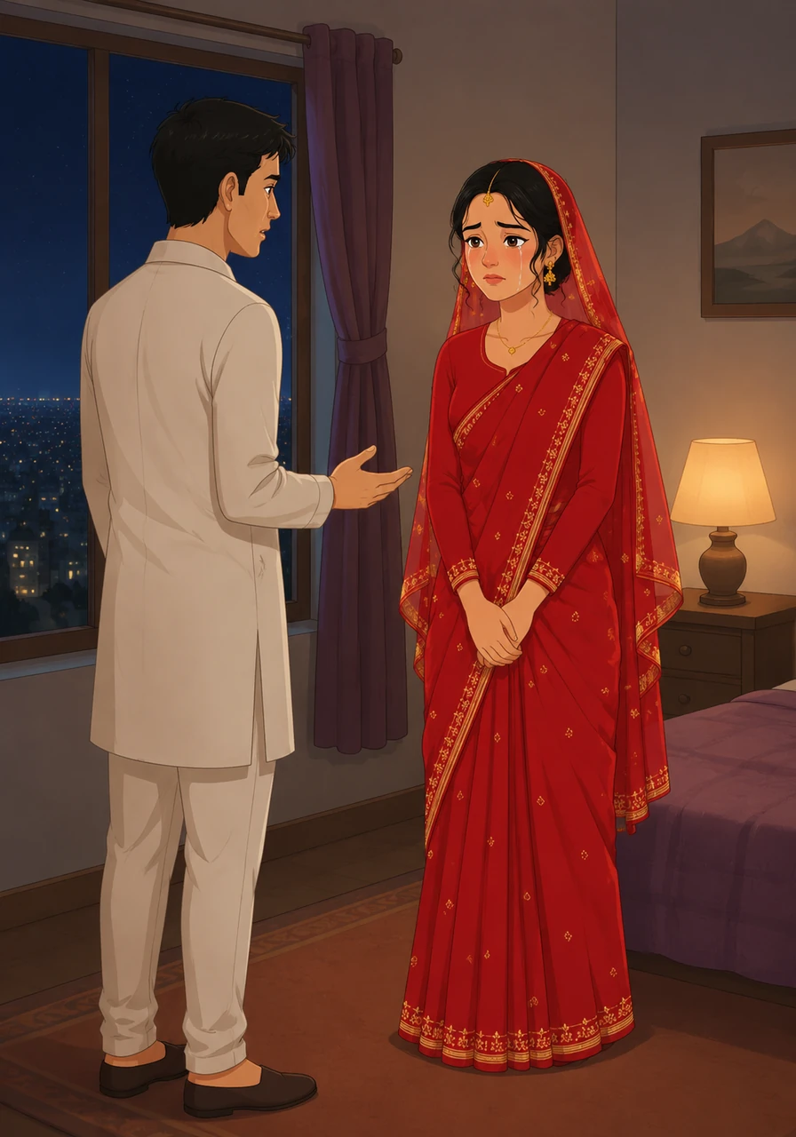 एक रात झ्यालबाट शहरका बत्तीहरू हेर्दै रामले मायालाई आफू परदेश जान लागेको कुरा सुनाउँछन्। यो सुनेर मायाका आँखाहरू आँसुले भरिन्छन् र कोठामा सन्नाटा छाउँछ।