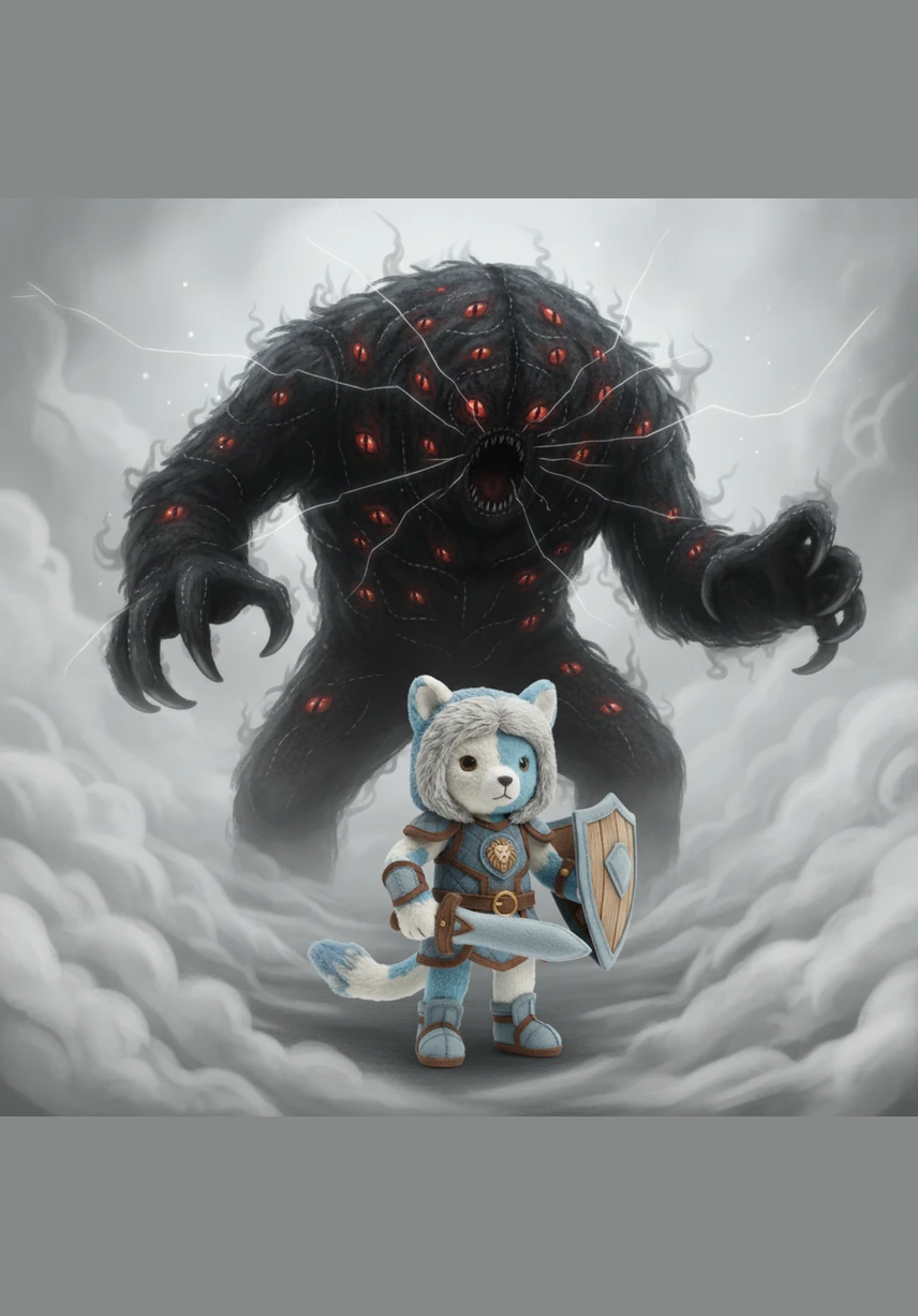 From the depths of the swirling fog, a thousand tiny red eyes flickered like dying embers. A monstrous shape loomed over Elara, letting out a piercing scream that sounded like a thousand windows shattering at once.