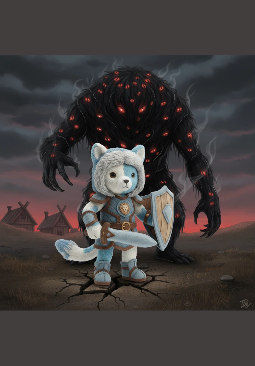 Elara felt the ground tremble beneath her boots as the shadow creature reached out with jagged, smoky claws. Though her hands shook with fear, she refused to run, knowing her village was just beyond the ridge.