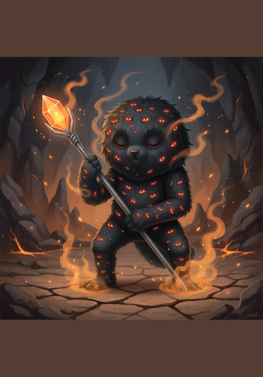 She planted her feet firmly and gripped her silver staff with both hands, closing her eyes to find her center. With a deep breath, she whispered an ancient incantation, calling upon the hidden warmth of the earth.