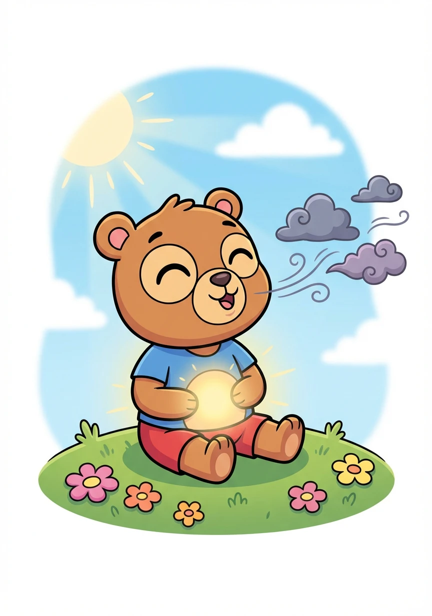 Rory closed his eyes and took a long, slow breath in, imagining he was filling his belly with sunshine. As he exhaled, he pictured all his anger and sadness floating away like clouds.