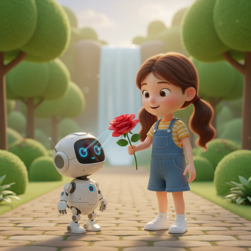 Lily held the rose to Aura, explaining the concept of 'beauty' and 'joy.' Aura's internal processors meticulously scanned the flower, cataloging its molecular structure and color spectrum. It registered the data, but the feeling of awe or delight remained an abstract, unquantifiable concept.