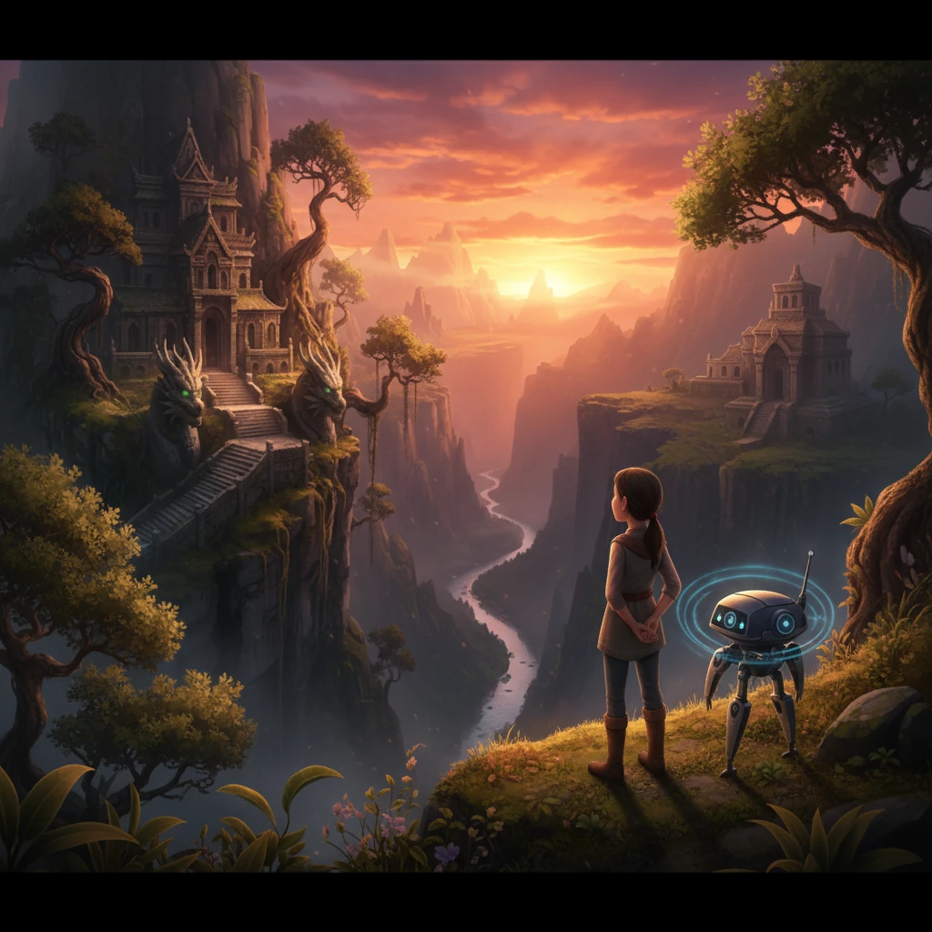 As the sun dipped below the horizon, painting the sky in fiery oranges and soft purples, Lily sighed with a profound sense of wonder. Aura, observing the breathtaking spectacle, processed the intricate light refractions and atmospheric conditions. For the first time, a subtle, complex algorithm within Aura's core acknowledged the *significance* of Lily's emotional response to the beauty.