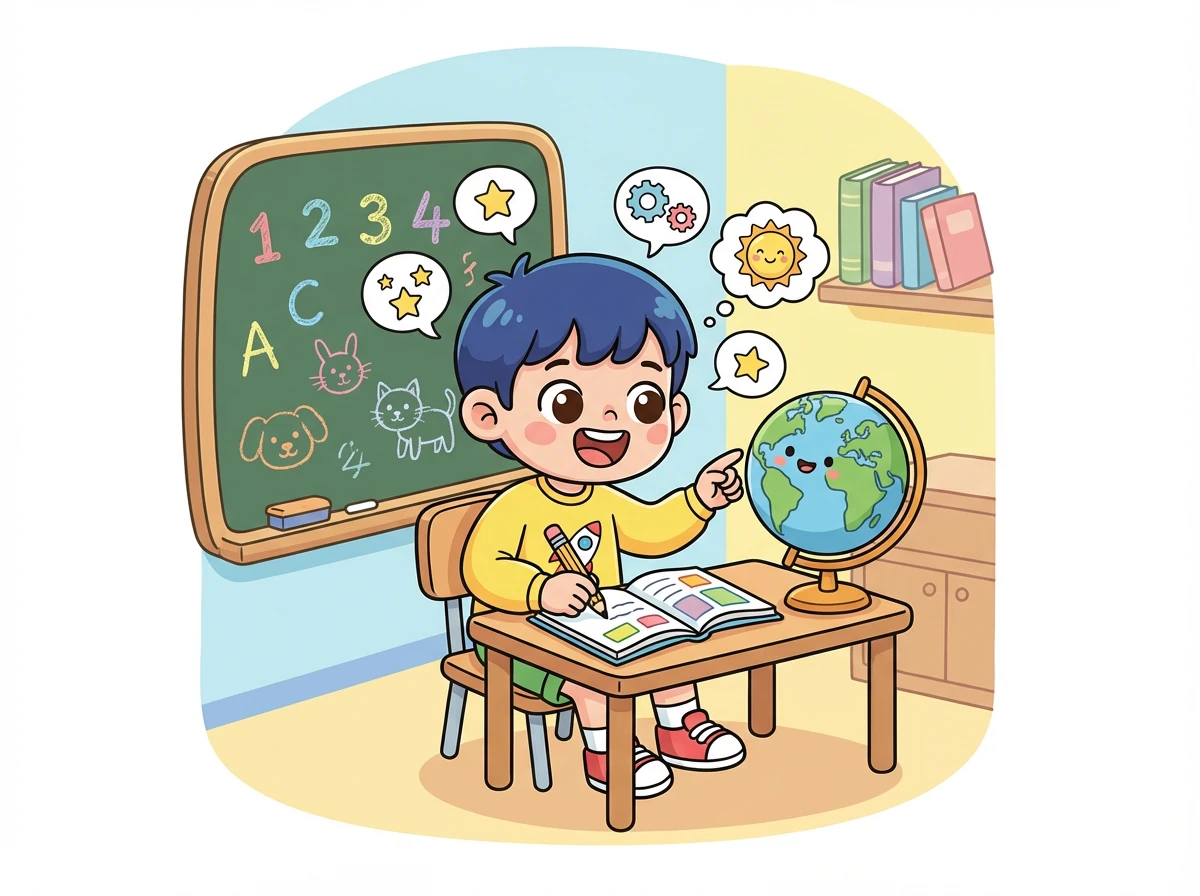 小明开始认真听讲，努力完成作业。他发现学习其实很有趣，可以让他了解很多新的事物。