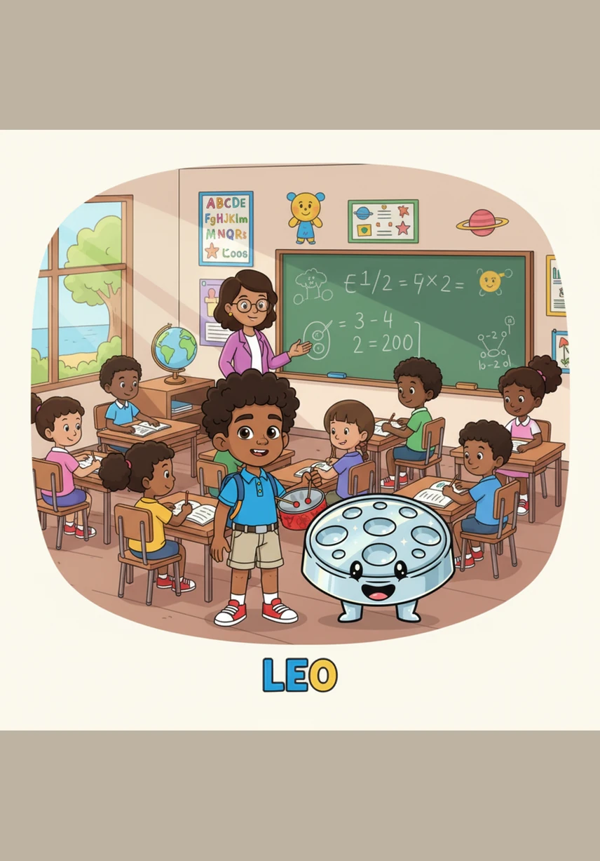 As Leo played a rhythmic melody, children from all over the school gathered at the door to listen. They had never heard such a joyful, ringing sound before, and their feet began to tap along to the beat.