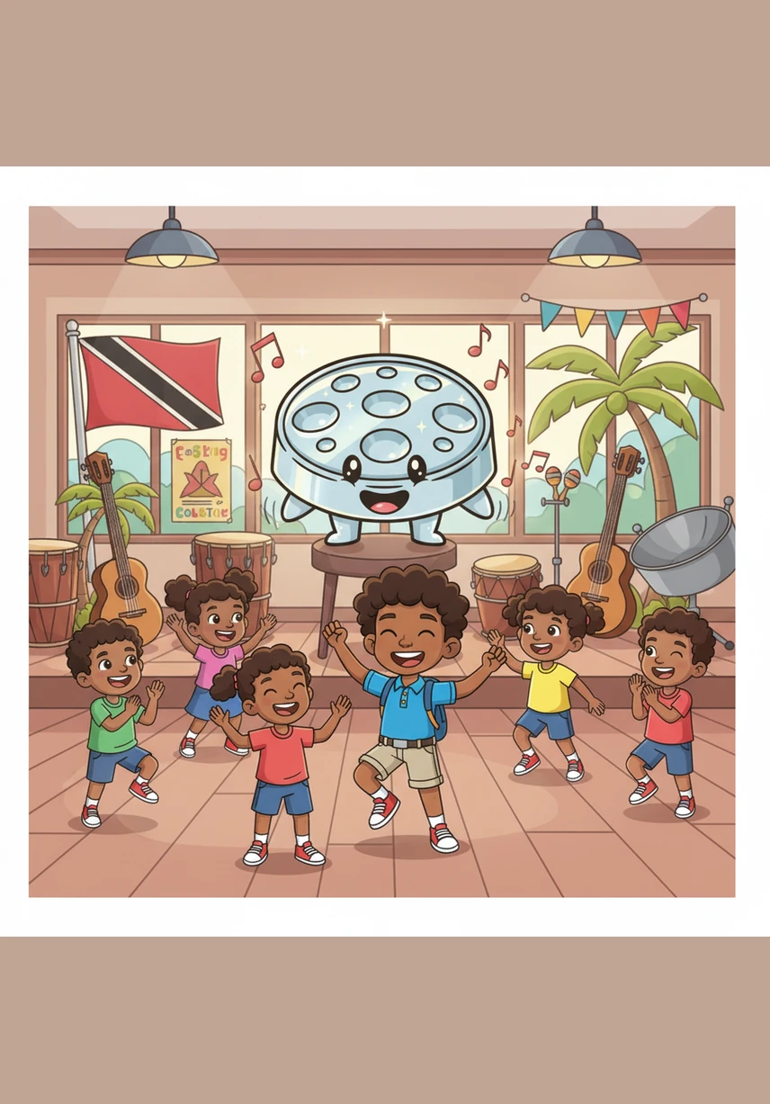 The music room was soon filled with laughter and dancing as the little pan sang its unique Caribbean song. Ping felt a wave of pride knowing that its special voice brought so much happiness and energy to everyone.