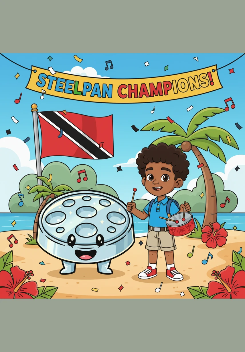 From that day on, the steelpan was never lonely again, becoming a beloved symbol of Trinidad and Tobago. It stood tall and proud, knowing it had found its song and a permanent place in the hearts of its people.