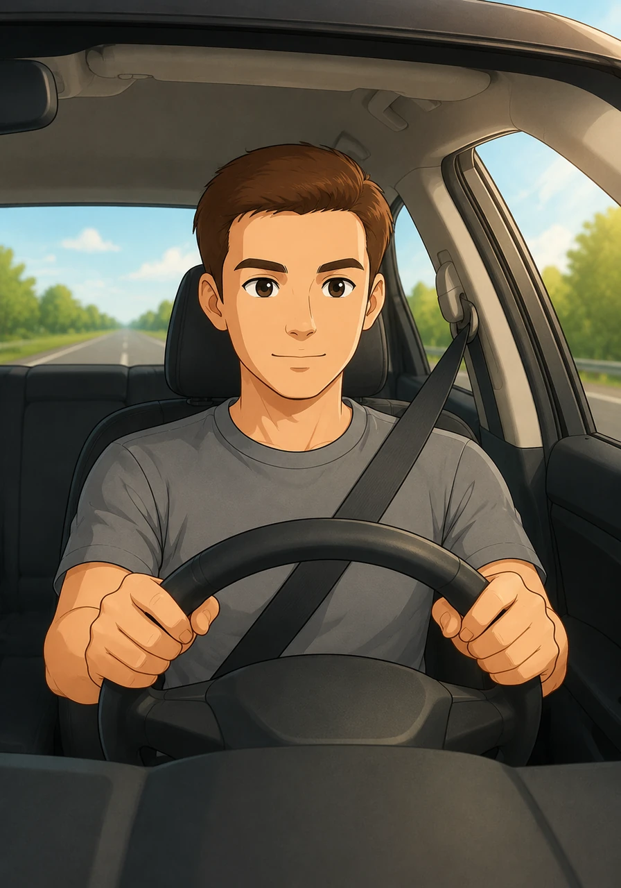 Oliver imagines a safer journey where the driver sits tall and focused, keeping both hands firmly on the steering wheel. The car interior is peaceful, free from the distractions of loud speakerphone conversations or bowls of food balancing on the dashboard. Through the clean windshield, the road ahead stretches out clear, bright, and secure.