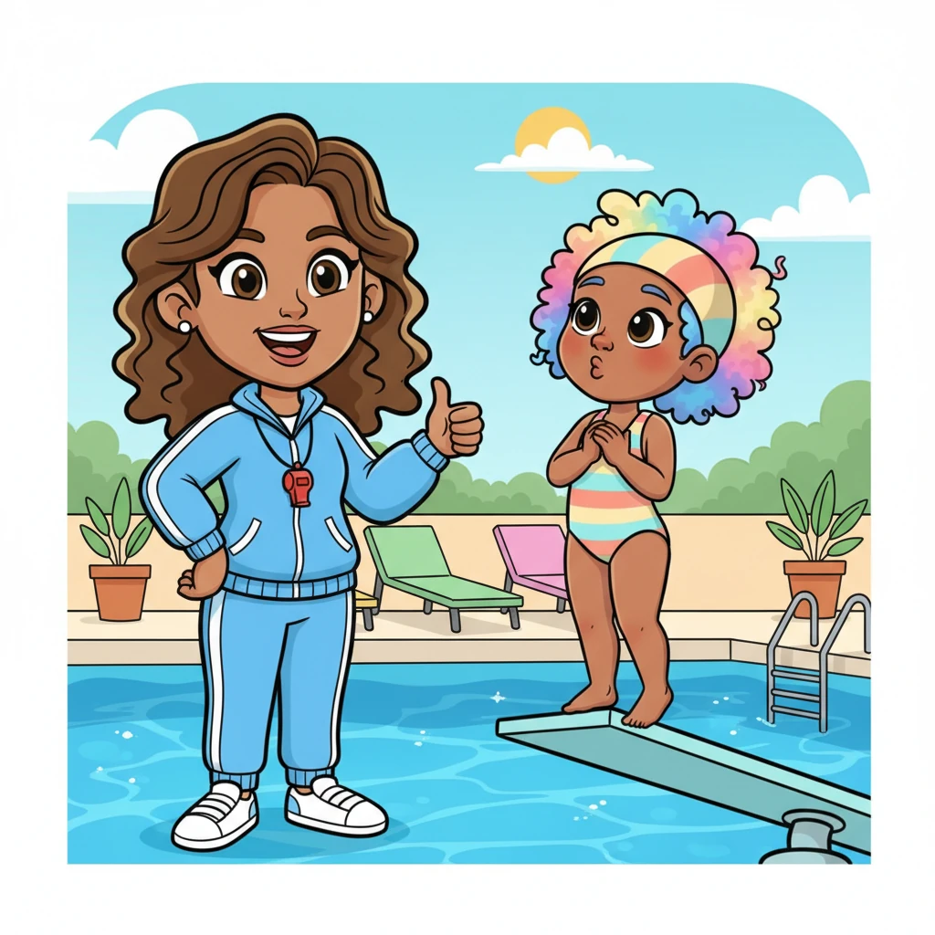 A friendly lifeguard, with a big smile and a whistle, gave Pippa a cheerful nod, as if to say, 'You can do it!' Taking a deep breath, Pippa decided it was time for her own big adventure.