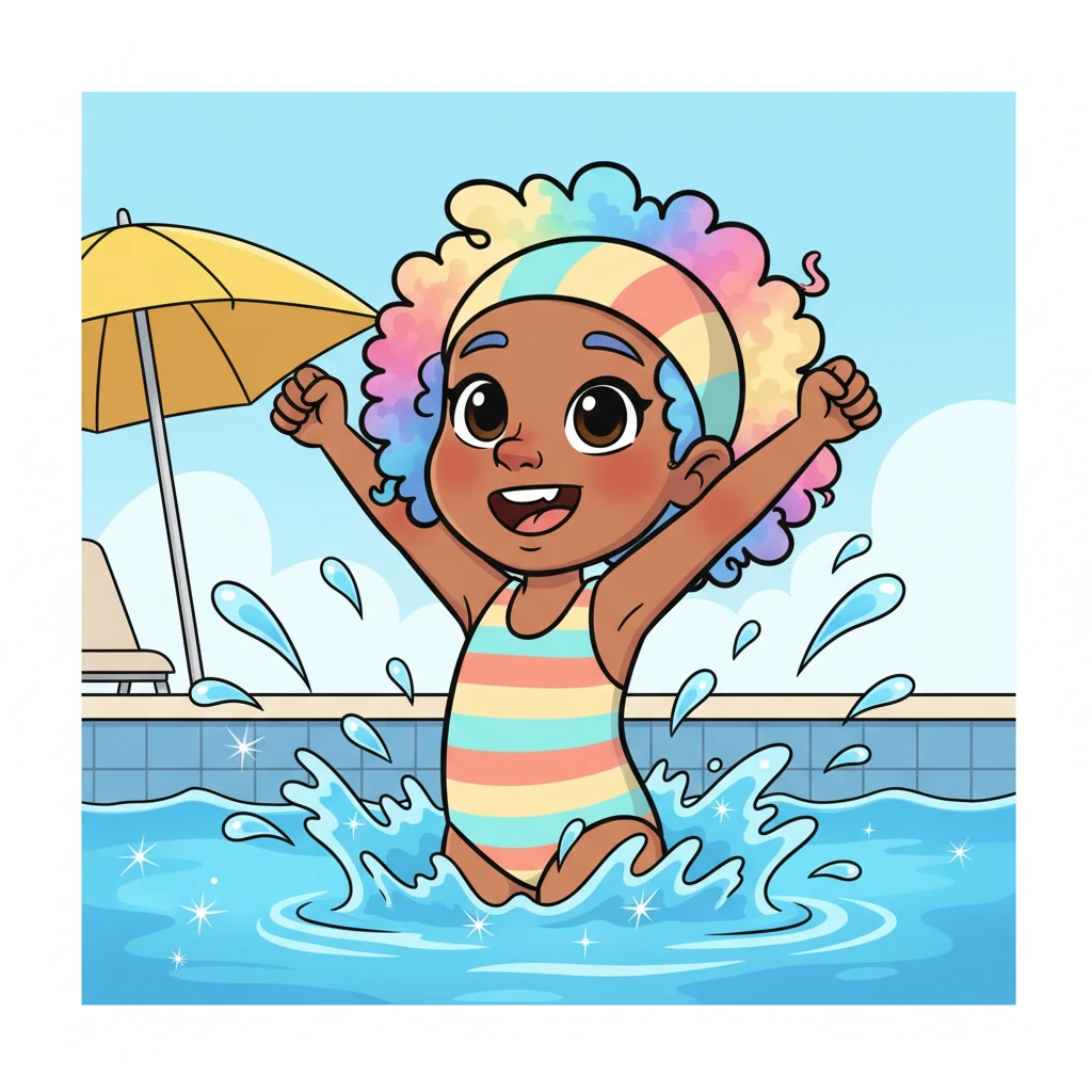 Pippa popped out of the water, beaming from ear to ear, water droplets glistening around her like tiny diamonds. She felt like a superhero, strong and incredibly proud of herself.