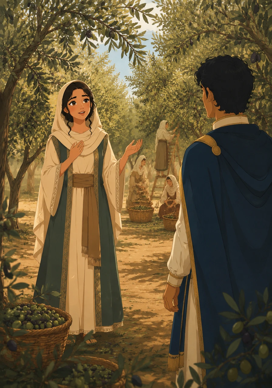 التقى الاثنان لأول مرة وسط أشجار الزيتون الكثيفة في موسم الحصاد، حيث كانت مبروكة تغني بصوت عذب أسر قلب ولد الشريف وجعله يقف مذهولاً أمام هذا الجمال.