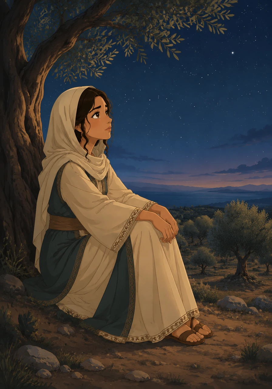 مرت سنوات طويلة ومبروكة تذهب كل ليلة إلى نفس شجرة الزيتون، تغني للريح والنجوم بصوتها الحزين، وتجدد وعدها بالانتظار وهي تراقب الأفق البعيد بعينين ملؤهما الأمل.