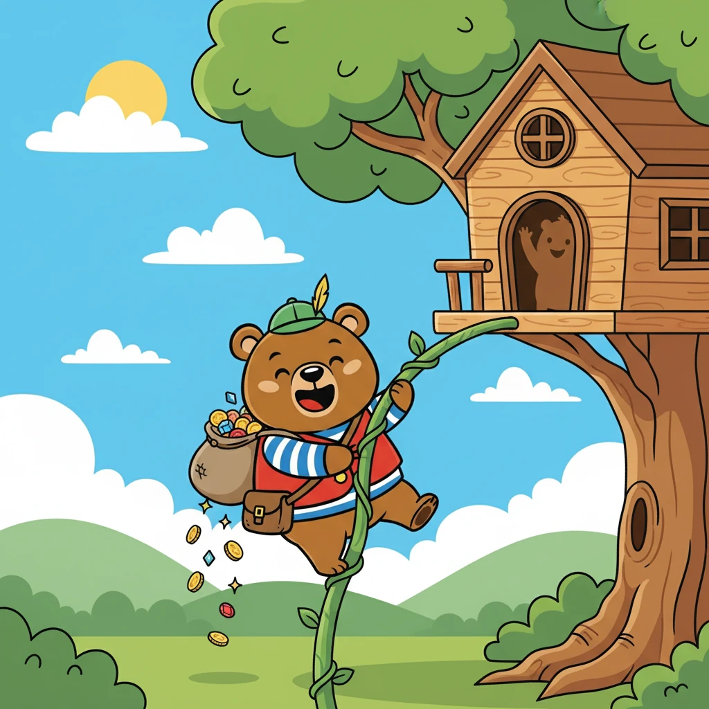 Eles saíram da caverna, radiantes de felicidade, e voltaram para a casa na árvore de Pily. Compartilharam o tesouro, rindo e celebrando a amizade que os unia.