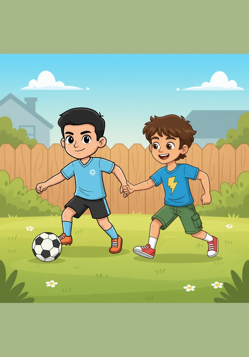 Outside in the green yard, Yusuf and Ayup chase a soccer ball with boundless energy. They practice their kicks and goals under the sun, their faces glowing with the joy of the game they love so much.