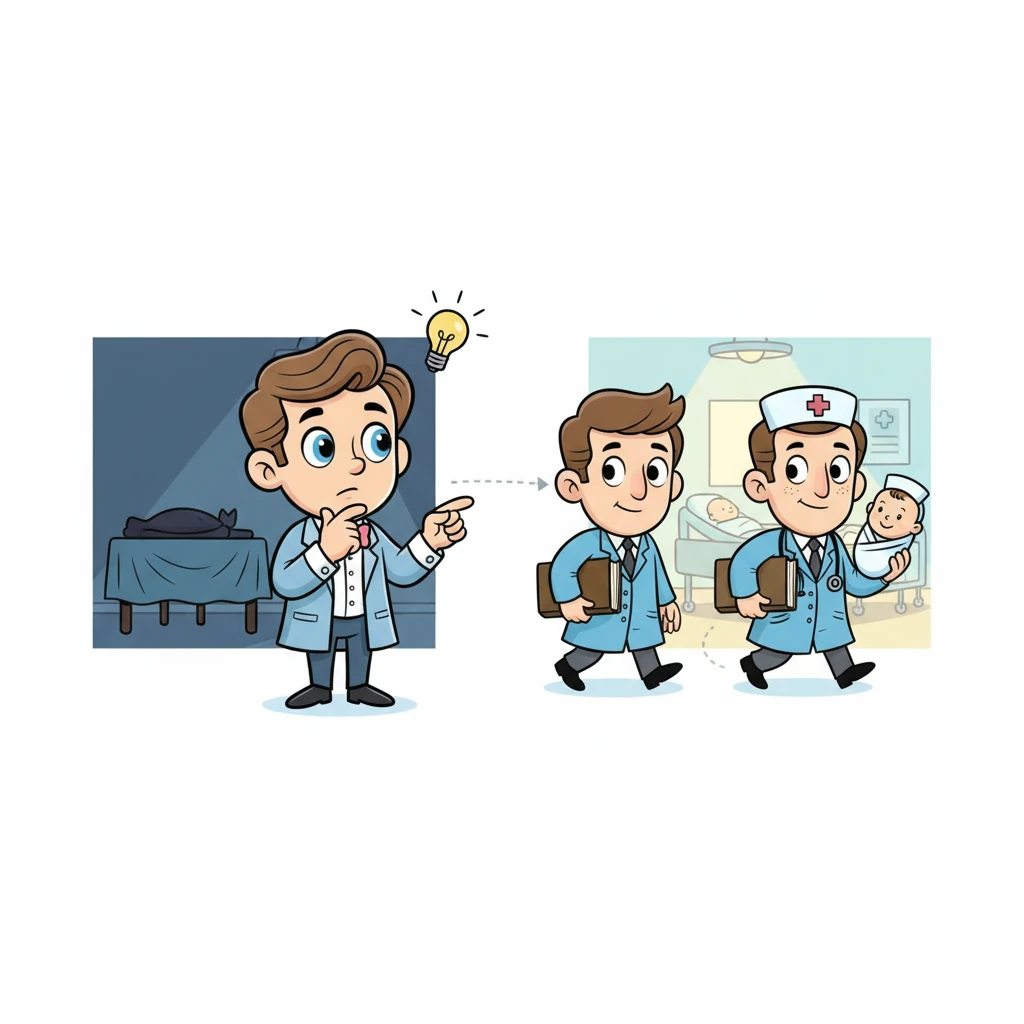 Chaque jour, le Docteur Ignace regardait les autres médecins. Il remarqua qu'ils allaient directement des salles où ils étudiaient les corps à la maternité, sans changer de vêtements ni se nettoyer. Une petite étincelle s'alluma dans son esprit.