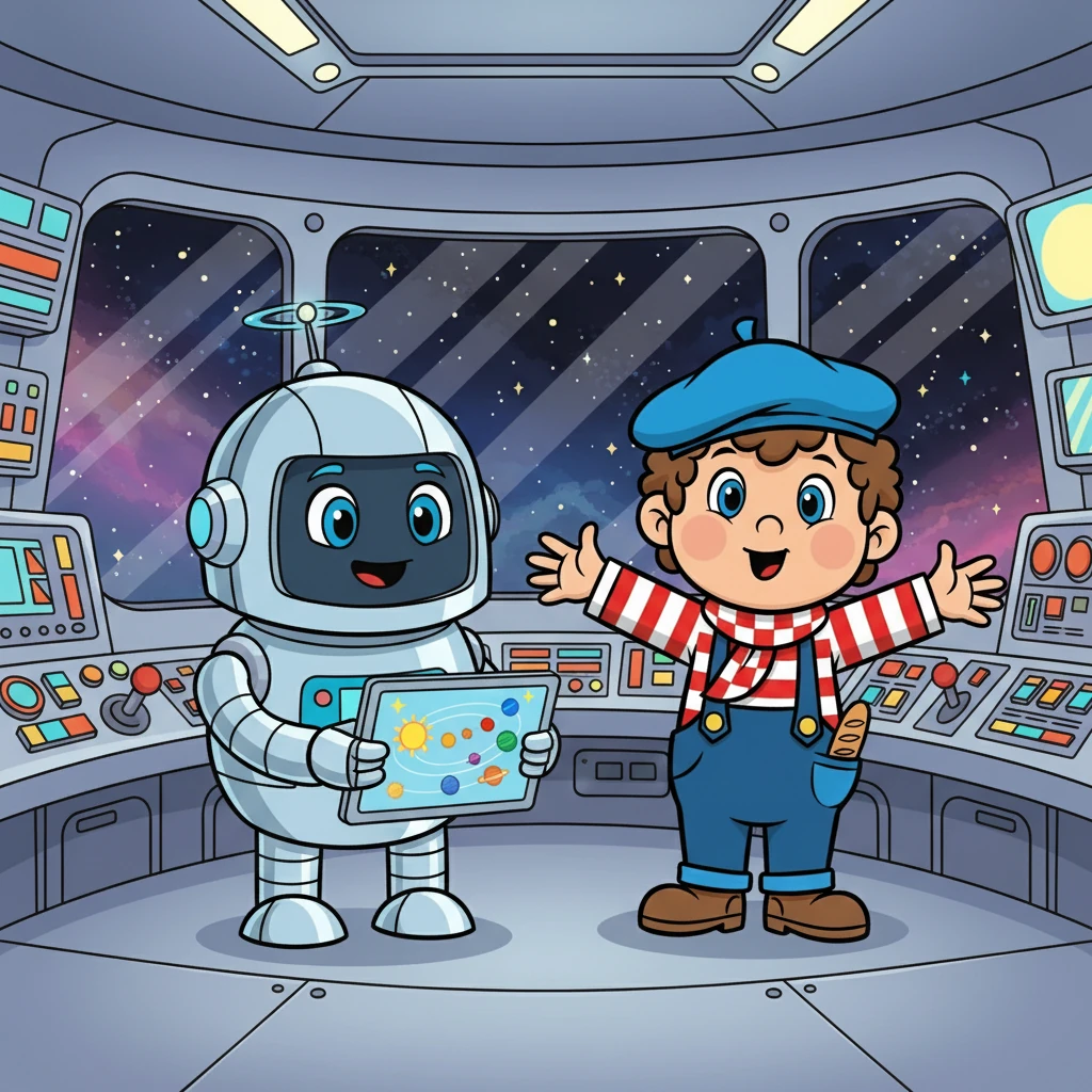 À l'intérieur du vaisseau, Lolo rencontra Zéphyr, un robot sympathique qui serait son guide. Zéphyr expliqua que leur mission était d'explorer toutes les planètes du système solaire et d'apprendre leurs secrets.