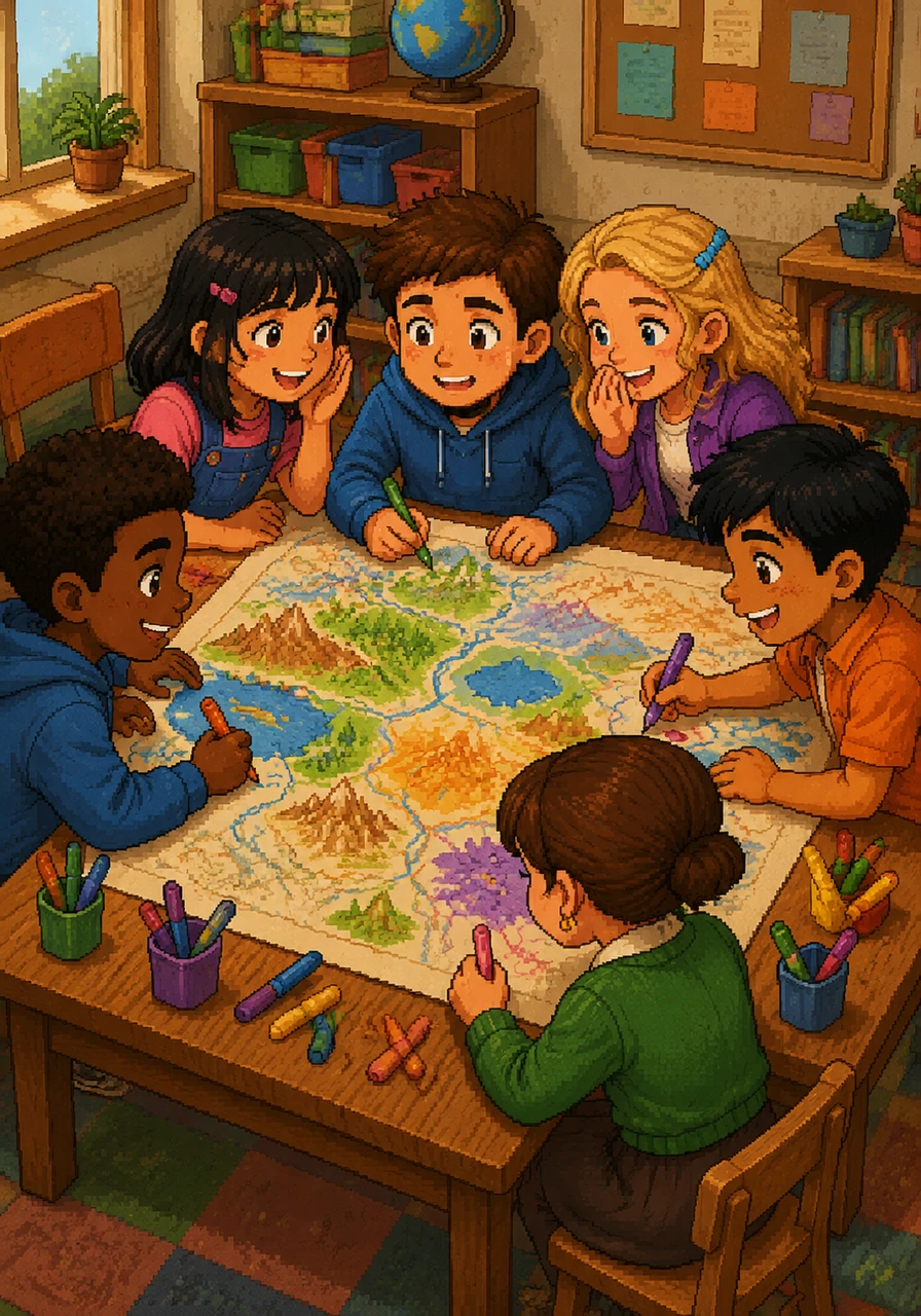 Soon, the nervous silence turned into a symphony of whispers and giggles as the children introduced themselves. Leo sat next to new friends, sharing bright markers and drawing a giant map of the imaginary lands they hoped to explore together this year.