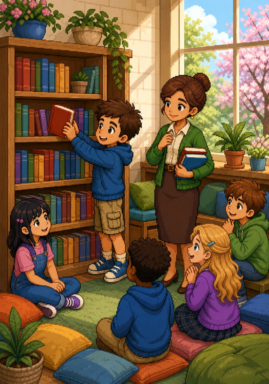 Spring brought the grand opening of the class library project, a cozy corner built entirely by teamwork. Leo proudly placed his favorite adventure book on the shelf, eager to share his love for reading with his best friends.