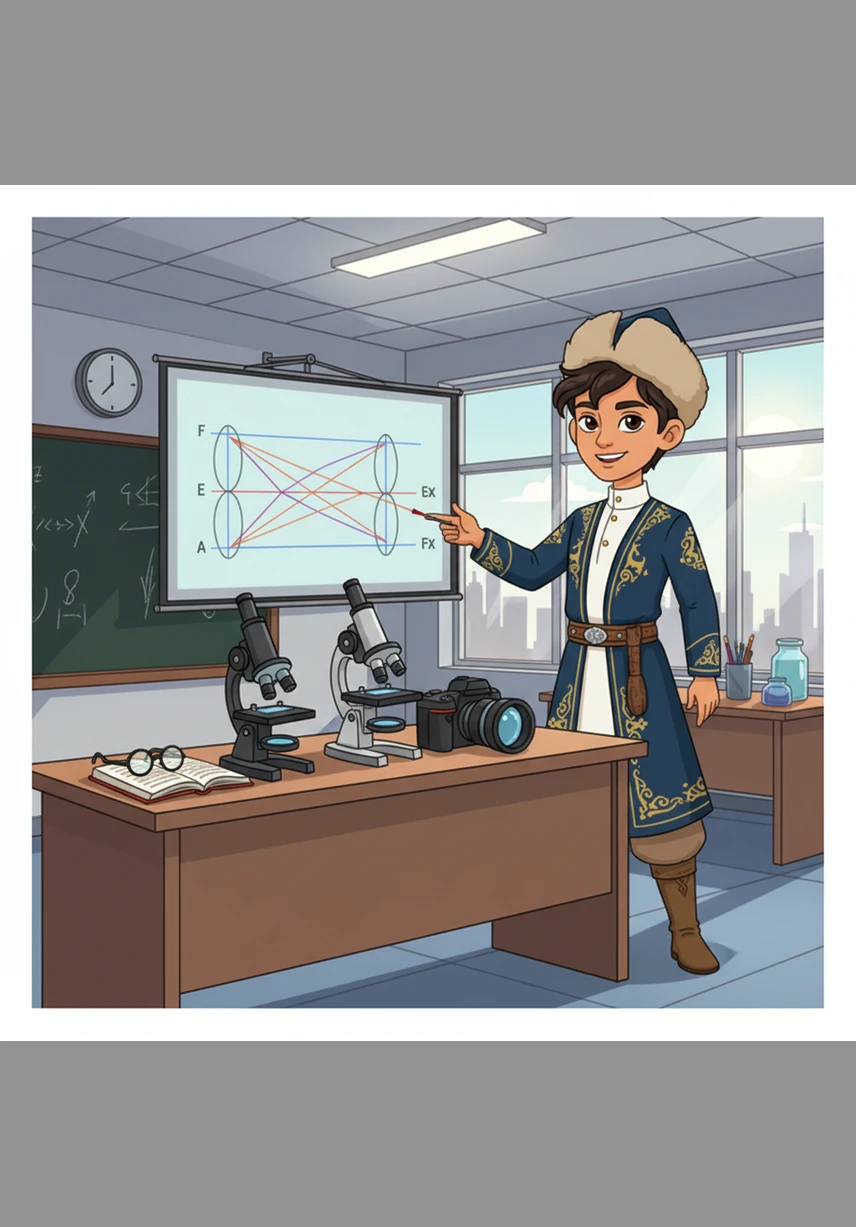 Оптика заңдары біздің күнделікті өмірімізді жеңілдететін көзілдірік, микроскоп және камералар сияқты құралдарда кеңінен қолданылады. Бұл құрылғылар линзалардың көмегімен жарықты фокустап, бізге анық кескін алуға көмектеседі. Әлішер физиканың бұл заңдылықтары заманауи технологиялардың негізі екенін және айналаны тануға көмектесетінін мақтанышпен түсінді.